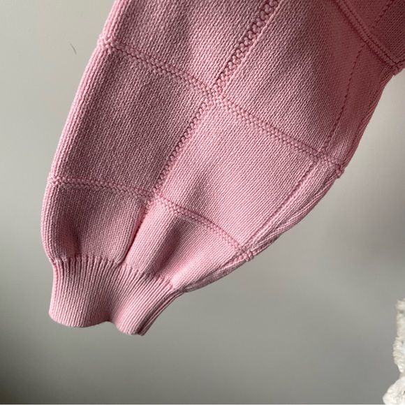 90s Vintage Izod Pink Preppy Knit Sweater Grid Windowpane 100% Cotton Size Large - Picture 6 of 8